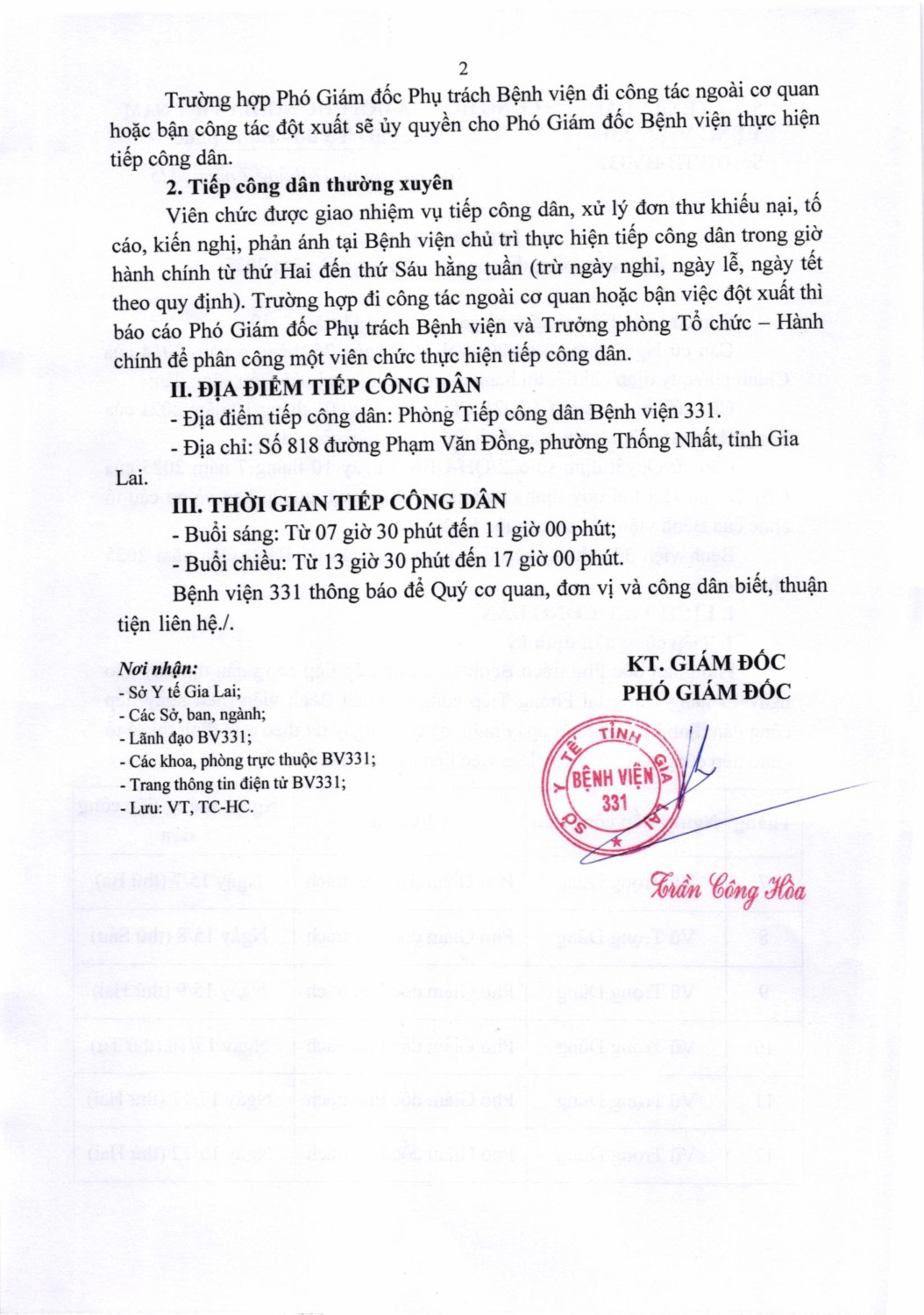 003 Thông báo lịch tiếp công dân của Bệnh viện 331 năm 2025 images 1